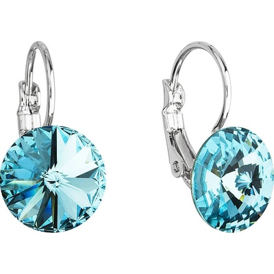 Evolution Group náušnice bižutéria so Swarovski kryštálmi modré okrúhle 51002.3 turquoise