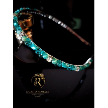 Radi handmade Официална диадема с тюркоазен ахат и ромбовидни перли (872)