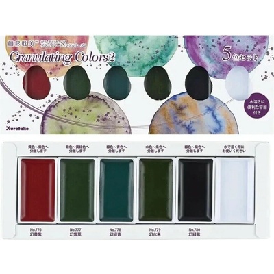Kuretake Sada akvarelových farieb Gansai Tambi Granulating Colours 5 ks