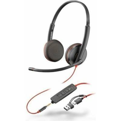HP Poly Blackwire 3325 Stereo Microsoft Teams Certified USB-C Headset +3.5mm Plug +USB-C/A Adapter