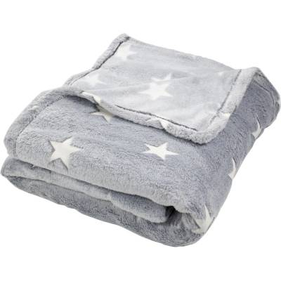 TP Mikro flanel deka Premium Shining Stars světle šedá ve tmě svítí 150x200