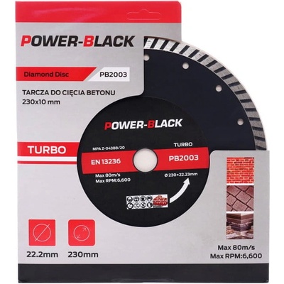 Power Black Diamantový řezný kotouč turbo 230 mm PB2003 – Zbozi.Blesk.cz