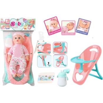 Пишащо бебе с памперс и шише в столче за хране 240f