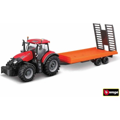 Bburago FARMLAND Case IH Optum CVX 300 s nízkopodlažním přívěsem 10 cm