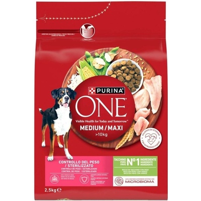 Purina One Weight Control & Sterilized Medium & Maxi krůta s rýží 2,5 kg