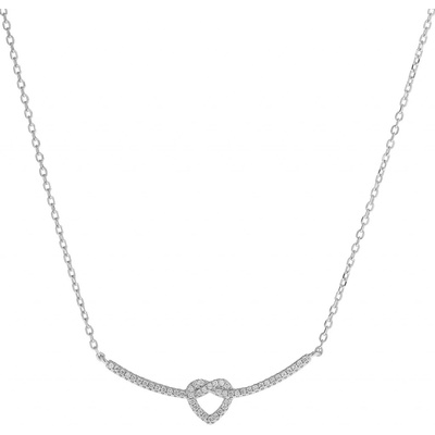 Again Jewelry Strieborný náhrdelník s trblietavým srdiečkom AJNA0006