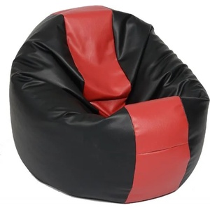 Pufrelax Пуф 330л. , Relaxo XL - Black&Red, Еко кожа, Пълнеж от Полистиролни перли - pufrelax