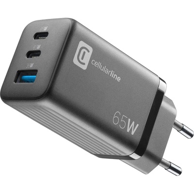 Cellularline Зарядно 220V PD GaN USB, 2xUSB-C 65W 9587
