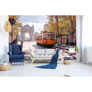 DIMEX ART Самозалепваща се флизелинова фототапета винтидж трамвай 375 x 250 см