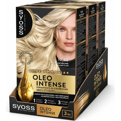 Syoss Oleo Intense permanentní barva na vlasy 10-50 světlá popelavá blond 3 x 1 ks