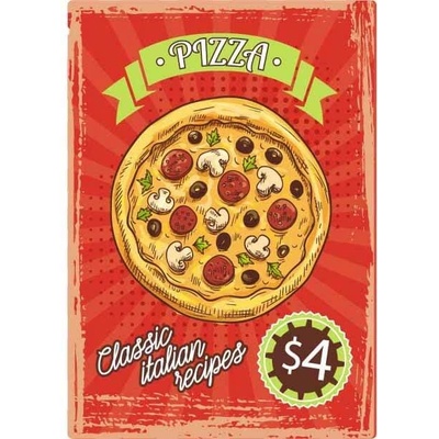 Ceduľa Restaurant Menu - Pizza