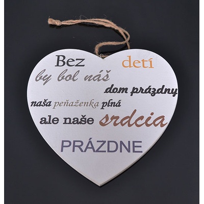 Tabuľka drevená srdce 20cm Bez detí
