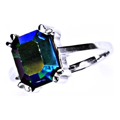 Čištín Stříbrný prsten s krystalem emerald efekt T 1201