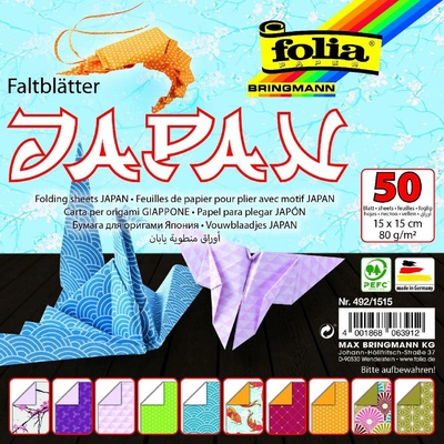 Folia Bringmann Origami papír Japan 80g/m2 50 listů 15x15 cm