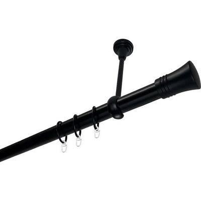 OK-GarnýžeCZ Garnýž kovová jednořadá 25mm Capri černá 220 cm do stropu / kroužky s háčkem