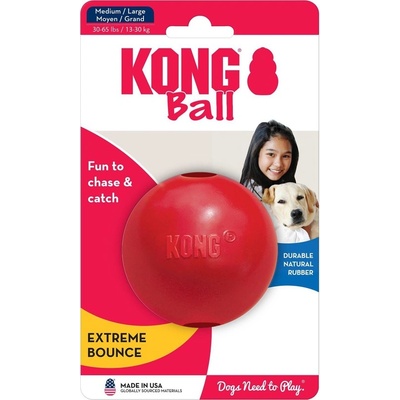 KONG Ball Medium/ Large - Гумена топка за кучета 7 см. червена