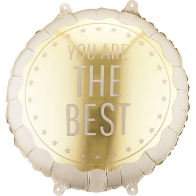 PartyDeco Balónek fóliový You Are The Best zlatý 35x35 cm