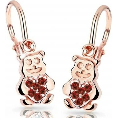 Cutie Jewellery Detské náušnice z ružového zlata Medvedíci C2751-10-X-4 červená