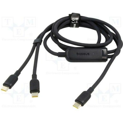 Baseus E0426X00 USB C vidlice USB C zástrčka 2x 1,5m černý