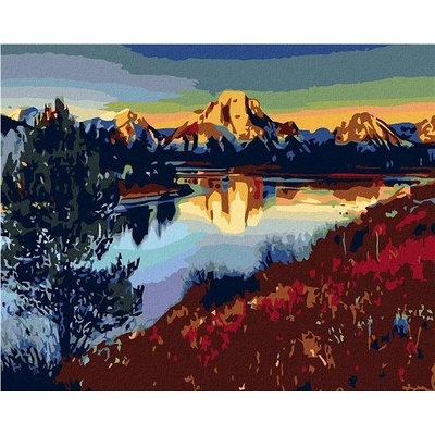 Zuty Malování podle čísel Jezero pod horami 50 x 40 cm vypnuté plátno na rám