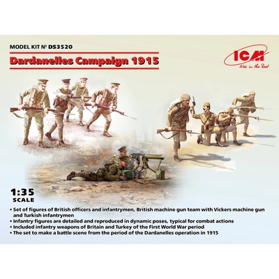 ICM Dardanelles Campaign 1915 WWI British Infantry WWI British Vickers MG Crew WWI Turkish Infan 1:35