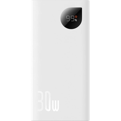 Baseus Adaman 2 Digital Display Power Bank 30W 10000 mAh (PPAD040002) - външна батерия с 2xUSB-A и 1xUSB-C изходи с технология за бързо зареждане (бял)