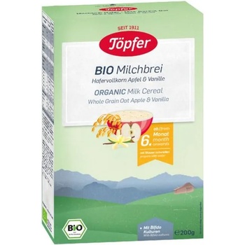 Töpfer Млечна био каша Töpfer - С пълнозърнест овес, ябълка и ванилия, 200 g (4006303004901)