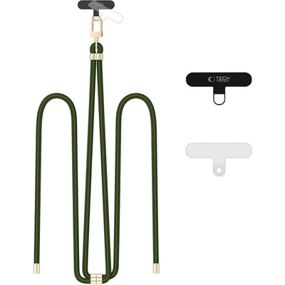 Tech-Protect Универсален ремък 75 см за смартфон от Tech-Protect C7S Rope Crossbody - Hunter Green / Gold (5906302372003)