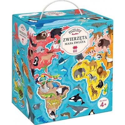 CzuCzu Bright Junior Media Puzzlove Zwierzęta Mapa Świata 60 dielov