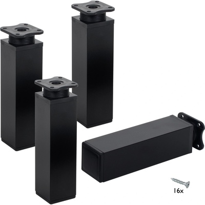 Walteco Nábytková noha 40x40x150 mm 50 kg aluminium optik čierna 4 ks 50610
