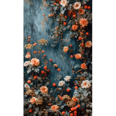 Takoy Panel na závěs, fotoplátno 160x265 cm květinová stěna petrolej