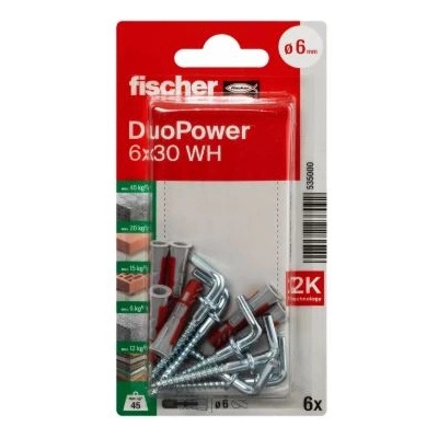 FISHER ДЮБЕЛ fischer 535000 duopower ф6х30мм Г-ОБРАЗНА КУКА 6бр (535000)