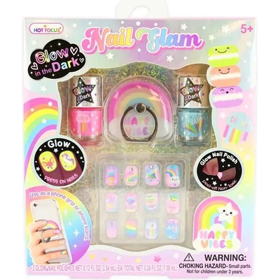 Robetoy Детски Комплект с два светещи лака, цветни лепящи нокти и телефонен държач с няколко функции