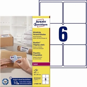 AVERY Етикети за адрес на Avery 99, 1 x 93, 1 mm BlockOut mm, 600 бр (L7166B-100)