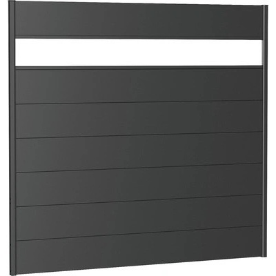Kovový plot Biohort 200 x 180 cm hliník so sklom tmavosivý metalický