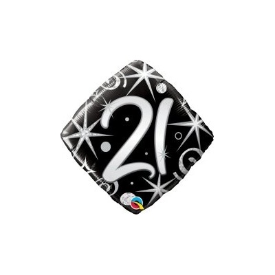 Qualatex Diamant Černé 21. narozeniny 18" 45cm fóliový balónek