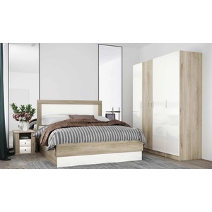 Bogdan Furniture I С ален ком лект 7063 за матрак 160/200, Сонома арвен/Бял гланц