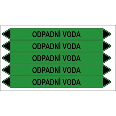 Značení potrubí, odpadní voda,5 ks, 150 × 12 mm PZ 009392