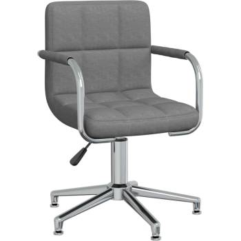 vidaXL Въртящ се трапезен стол, светлосив, текстил (3088062)