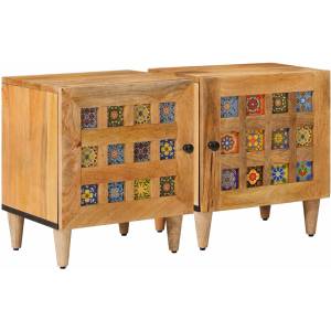 vidaXL Нощен шкаф 2 бр. Естествен 40 x 33 x 46 см (4018257)