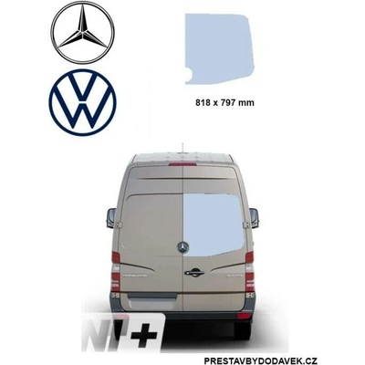 Pravé pevné okno křídlových dveří - lepené Mercedes-Benz Sprinter NCV3 / Volkswagen Crafter 2E/L3T