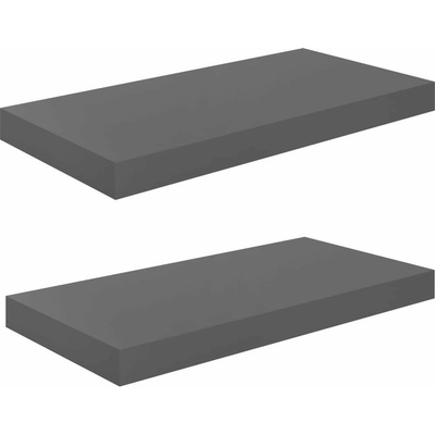 zahrada-XL Plovoucí nástěnné police 2 ks šedé vysoký lesk 50x23x3,8 cm MDF