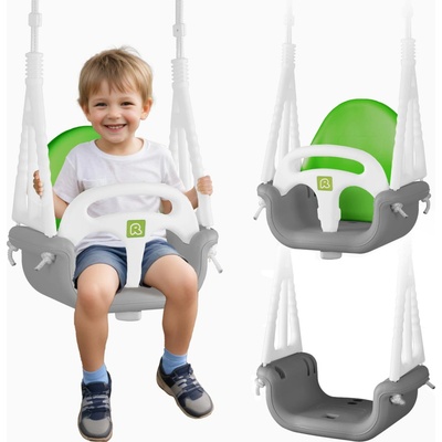 Ricokids Detská hojdačka 3v1 sivo-zelená