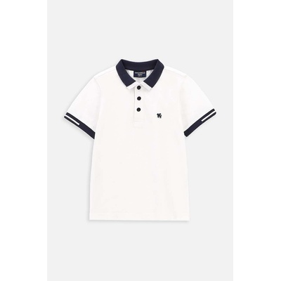 Coccodrillo Детска памучна тениска с яка Coccodrillo в бяло с изчистен дизайн (WC4143604EJB)