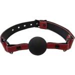 Rouge Leather Ball Gag Burgundy with Black Accessories