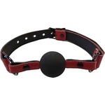 Rouge Leather Ball Gag Burgundy with Black Accessories