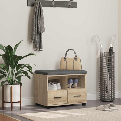 vidaXL Пейка за коридор с възглавница Сонома дъб 60 x 38 x 46 см (891450)