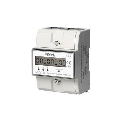 3-fázový indikátor spotřeby elektrické energie, 80A, 3 moduly, DIN TH-35mm