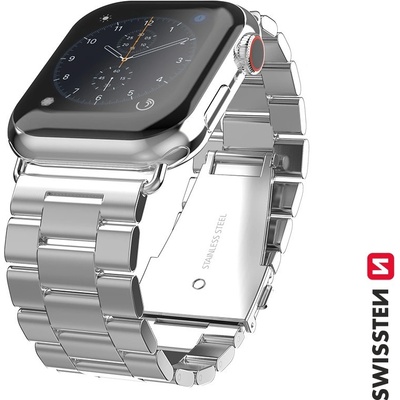 Swissten Kovový Remienok Apple Watch 38-40 mm strieborný 46000302