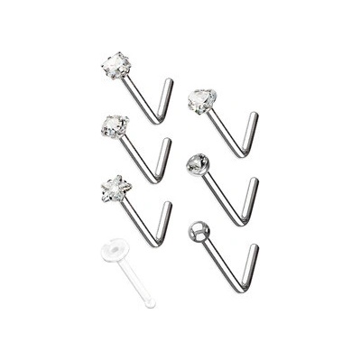 Šperky4U Sada 7mi piercingů do nosu N0000-01